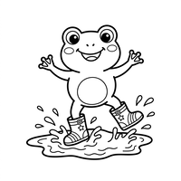 Grenouille joyeuse sautant dans une flaque