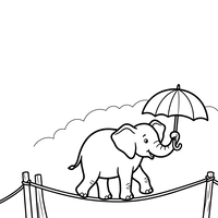 Elefante Funambolo con Ombrello