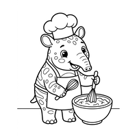 Koch-Nashorn beim Backen
