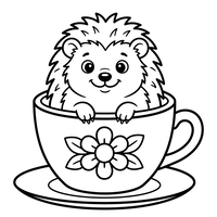 Mignon hérisson dans une tasse de thé