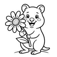 Glad bjørn med en kjempeblomst