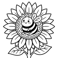 Blije hommel in een zonnebloem