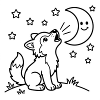Dolce cucciolo di lupo che ulula alla luna