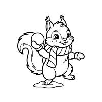 Cute Winter Squirrel with Snowball