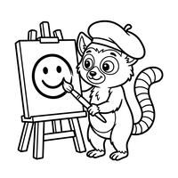 Artist Raccoon Painting a Smiley Face
