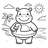 Wesoły Hipopotam na Plaży