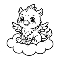 Adorable Bébé Griffon sur un Nuage