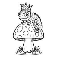 Koninklijke Kameleon op een Magische Paddenstoel