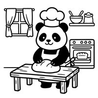 El Panda Chef horneando pan