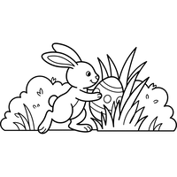 Coniglio di Pasqua con Uovo Decorato nell'Erba