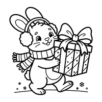 Cute Winter Bunny with Gift