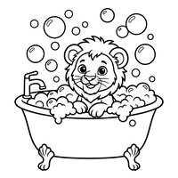 Bébé Lion dans un Bain Moussant