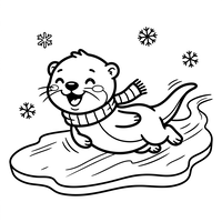 Happy Otter Sliding on Ice