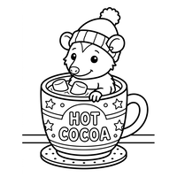 Sød mus i kop med varm kakao