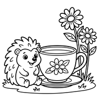 Igel und riesige Teetasse