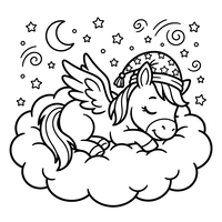 Pegaso che dorme con la cuffia