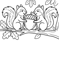 Two Squirrels Holding an Acorn