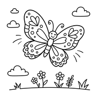 Papillon Joyeux dans une Prairie d'Été