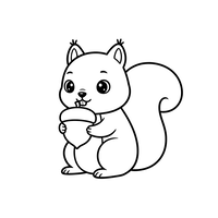 Süßes Eichhörnchen hält Eichel