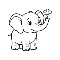 Bayi Gajah Ceria Menyemprotkan Air