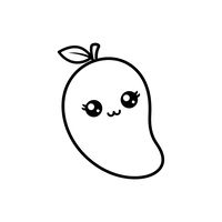 Kawaii Mango Frukt Fargeleggingsside