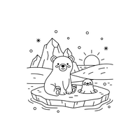 Cute Polar Bear Seal Arctic Scene