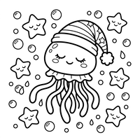 Simpatica medusa con berretto invernale
