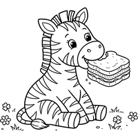 Hungriges Zebra-Baby mit einem Sandwich