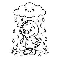 Cute Duckling in the Rain