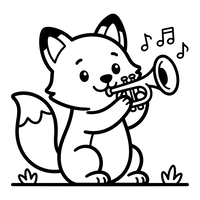 Musikalischer Fuchs spielt Trompete