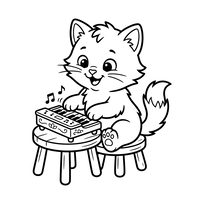 Musical Kitten Playing Keyboard