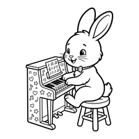 Muzikaal Konijntje aan de Piano