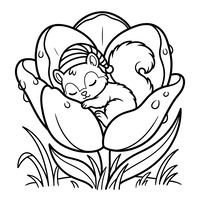 Sovende egern i en blomst