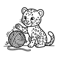 Bébé Léopard Joueur avec de la Laine