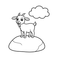 Fröhliches Ziegenbaby auf einem Felsen