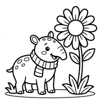 Søtt Baby-neshorn med Kjempeblomst