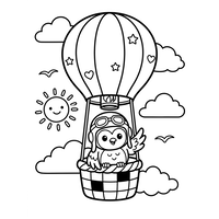 Eulen-Flieger im Heißluftballon