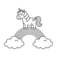 Unicorno Felice su un Arcobaleno