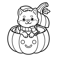 Cachorrinho Fofo em uma Abóbora de Halloween