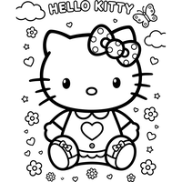 Hello Kitty con flores y corazones