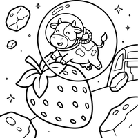 Vaca Astronauta y Fresa Gigante en el Espacio