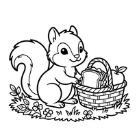 Schattig Eekhoorntje met Picknickmand