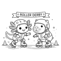 Duo de Roller Derby de Axolote e Capivara