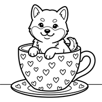 Adorable Chiot dans une Tasse à Cœurs