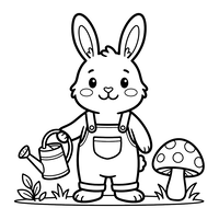 Lapin Jardinier avec Champignon