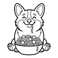 Corgi Bahagia Makan Mi