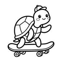 Skateboarding Turtle with Cap
