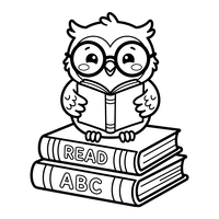 Lernwillige Eule liest Bücher
