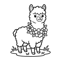 Llama Lucu dengan Karangan Bunga