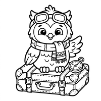 Adventurous Owl with Travel Suitcase